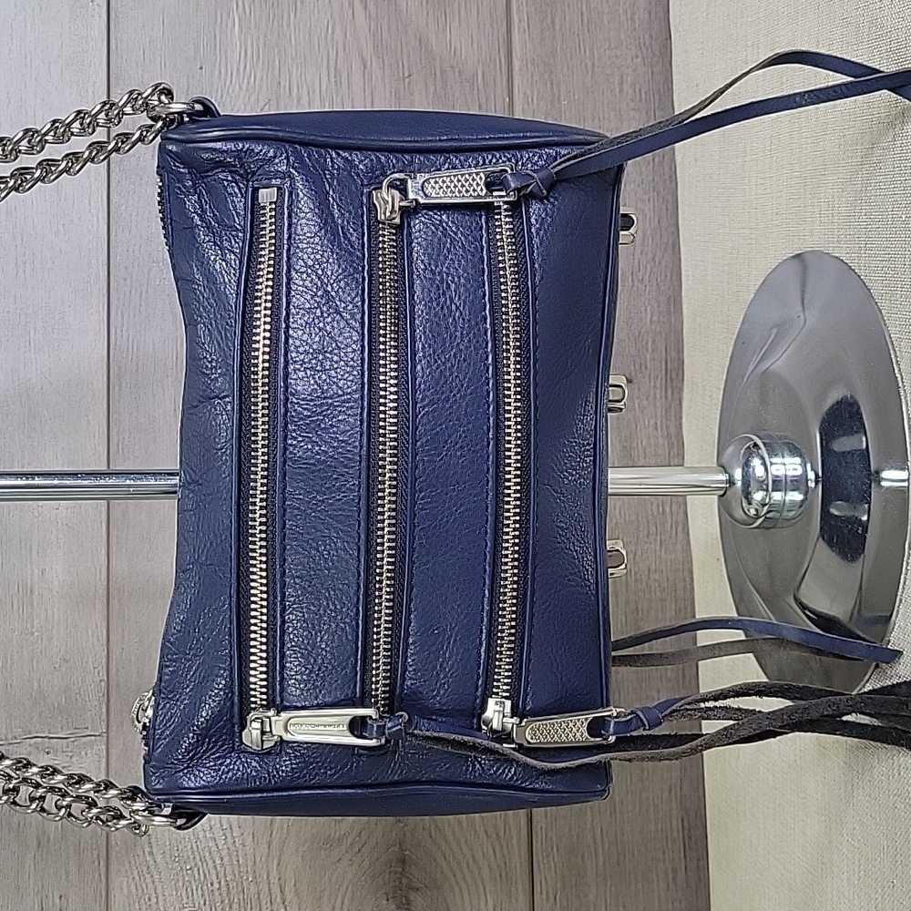 Rebecca Minkoff Navy Leather Crossbody Bag with Silver Hardware